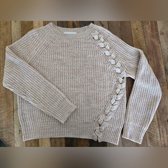 Anthropologie - John + Jenn | Cream Chunky Knit Crew Neck Sweater, Size S - Picture 3 of 9